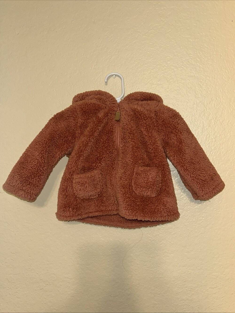 Carters Baby Boys Fleece Hoodie Jacket Brown 9 M Bear Ears Winter